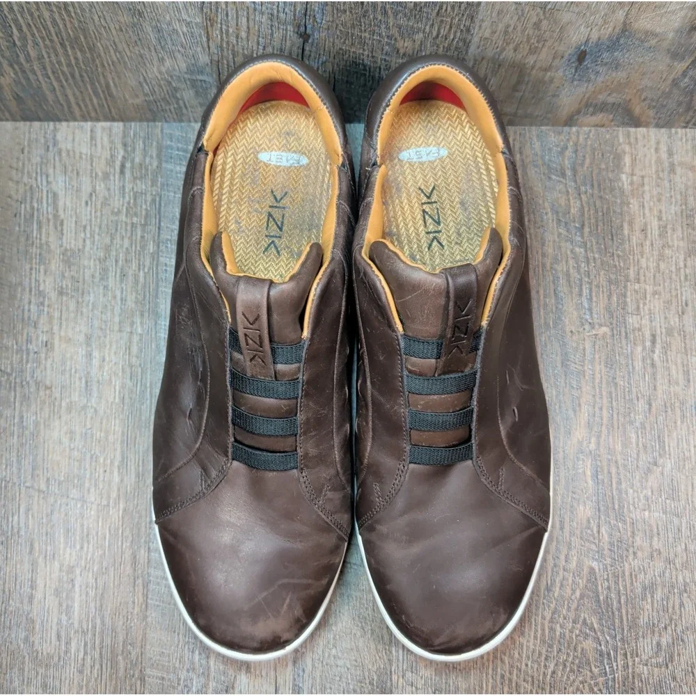 Kizik KZK Mens Size 13 M Hands Free New York Slip On Leather Brown Casual Shoes